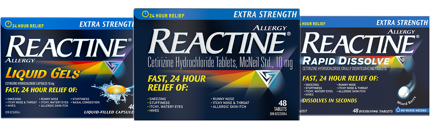 A group of Reactine products